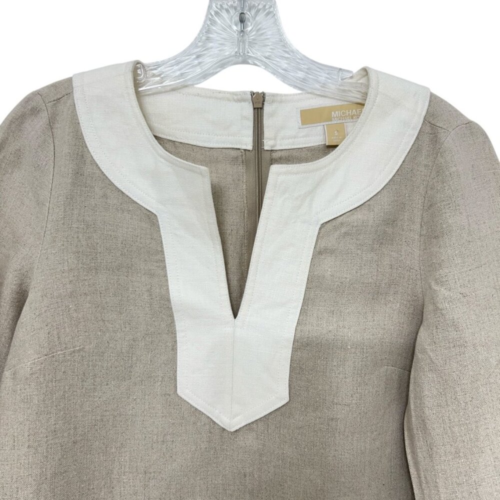 MICHAEL Michael Kors Linen 3/4 sleeve women's shift dress size S - Picture 3 of 7